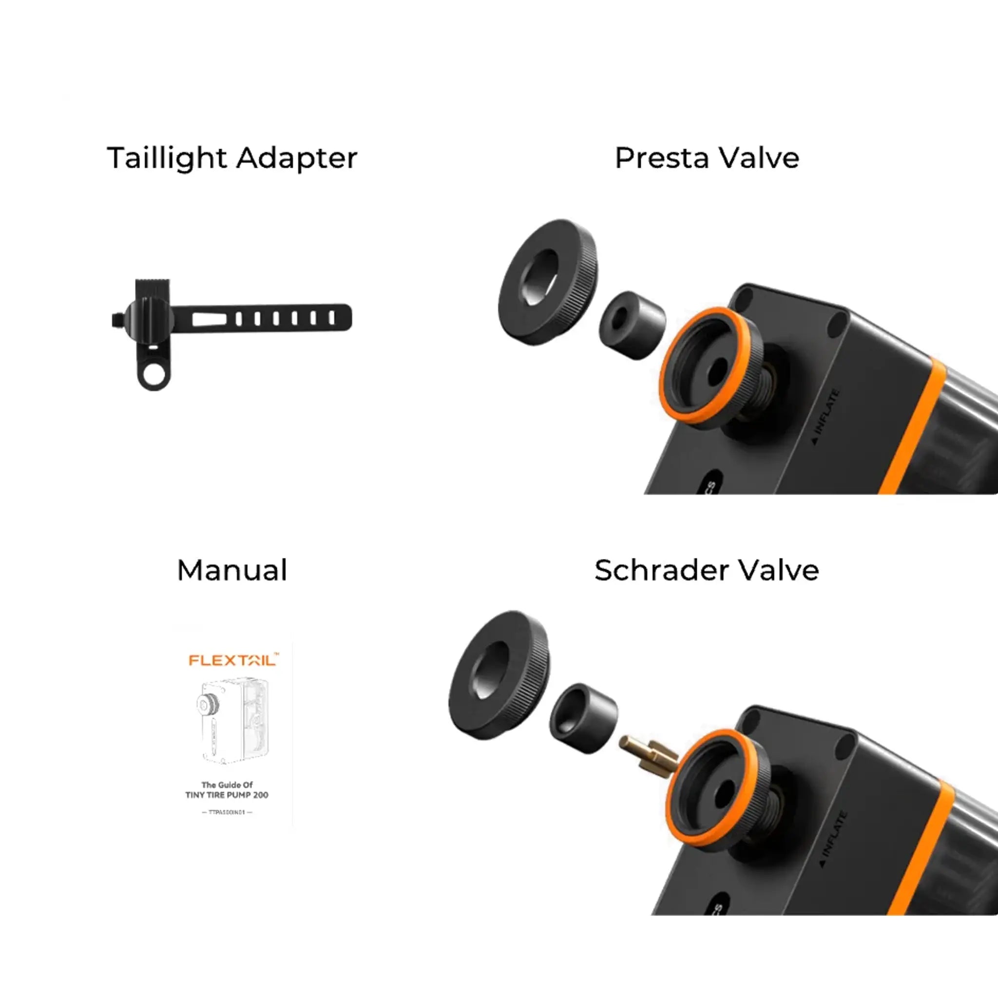 Pompe à pneu miniature électrique Flextail Tiny Tire Pump 200 - 130 psi avec manomètre et feu arrière lumineux