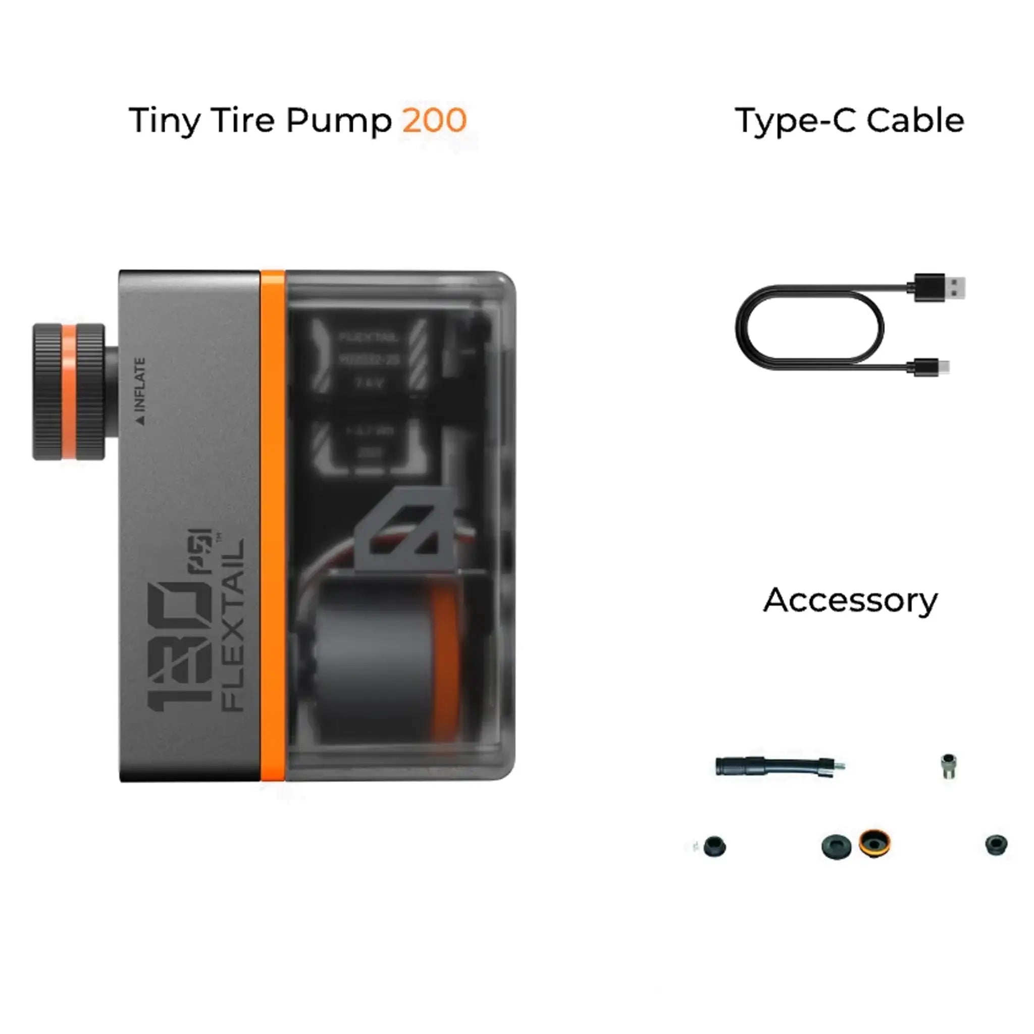 Pompe à pneu miniature électrique Flextail Tiny Tire Pump 200 - 130 psi avec manomètre et feu arrière lumineux