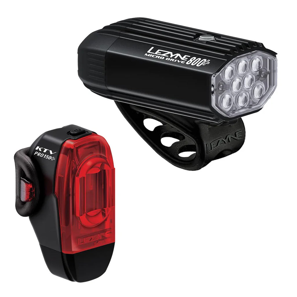Lezyne Micro Drive 800+ / KTV Drive Pro+ Ensemble de phares LED avant et arrière pour vélo