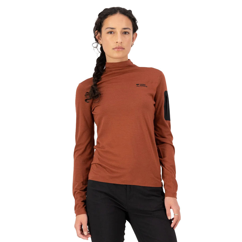 Mons Royale Women's Diversion Merino Mock Neck Jersey Long Sleeve