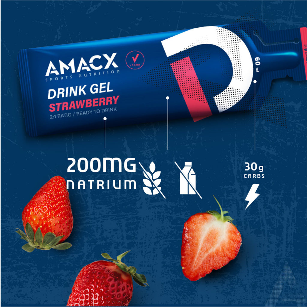 Gel de boisson nutrition sportive Amacx saveur fraise (pack de 12)